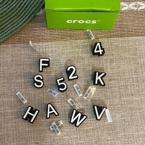 CROCS Black and White Letter Accessories